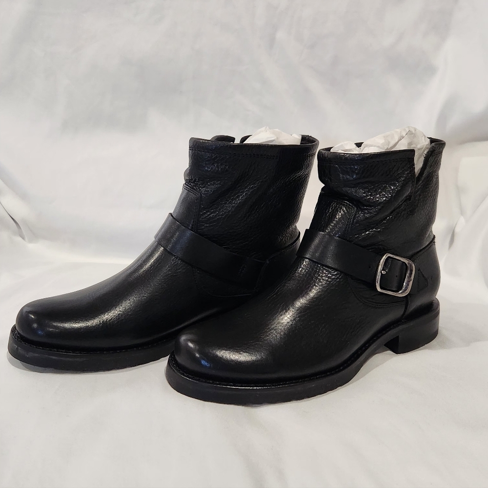 Frye Veronica Bootie Black Leather Moto Boots Size 8